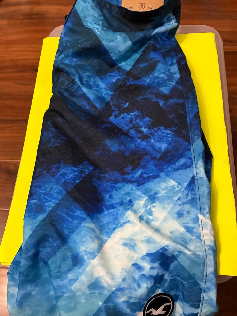 Hollister Blue Multi-Tone Wave Pattern Swim Shorts